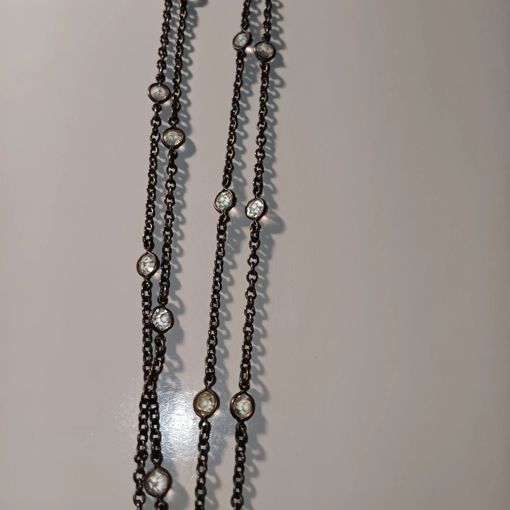 Vintage mother of pearl heart and silver chain